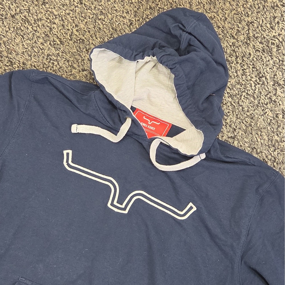 Kimes Ranch Womens Small Blue Pullover Hoodie Logo & Pockets Lightweight